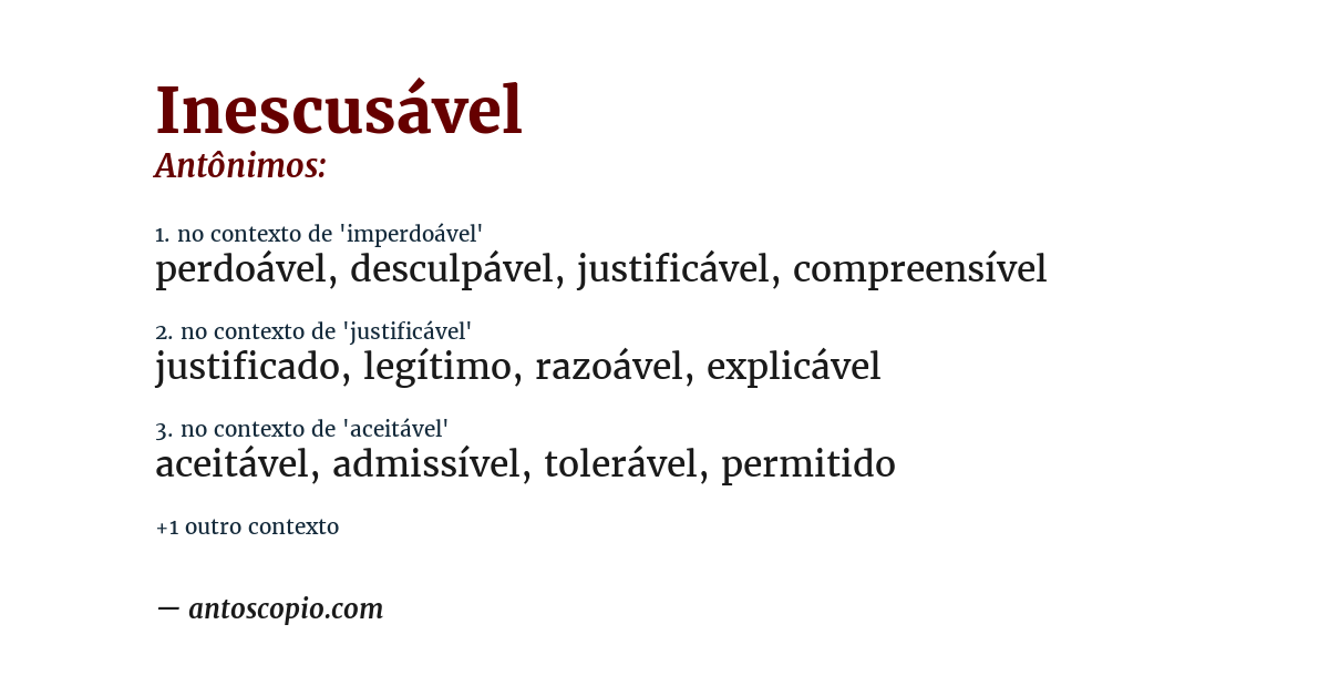 Antônimo de inescusável
