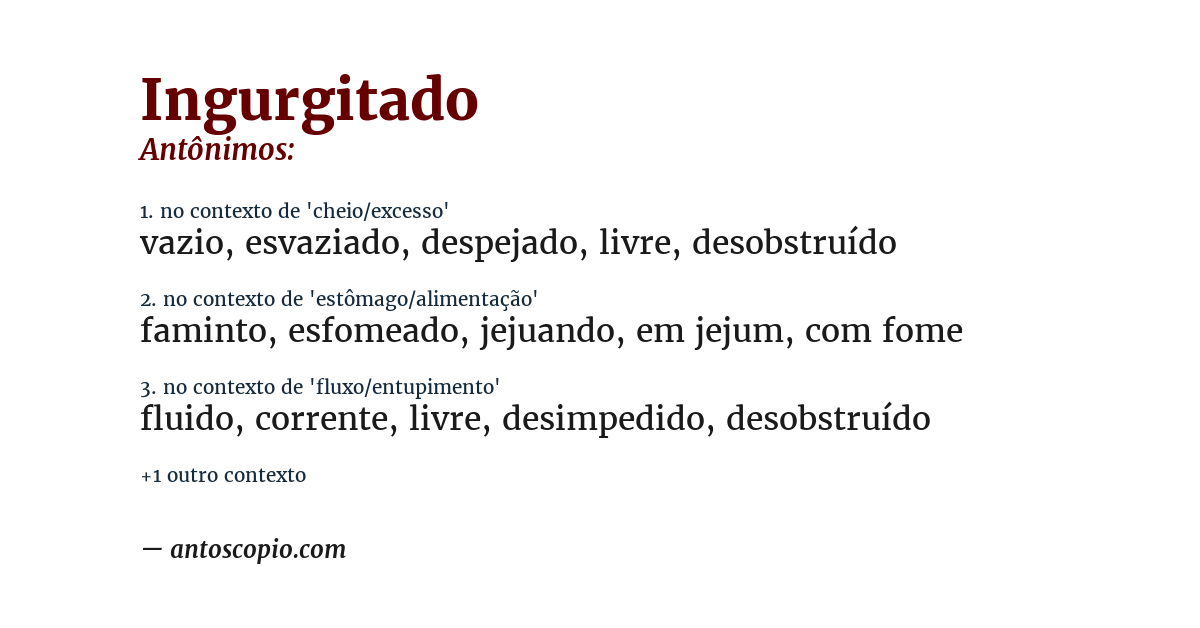 Antônimo de ingurgitado