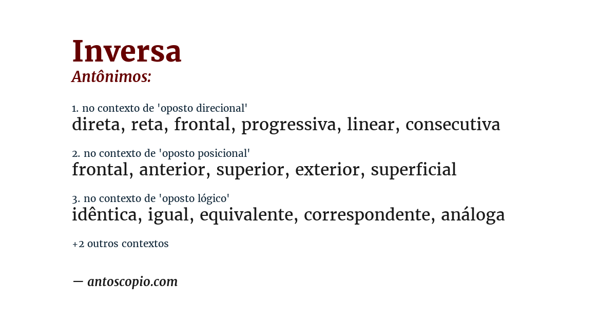 Antônimo de inversa