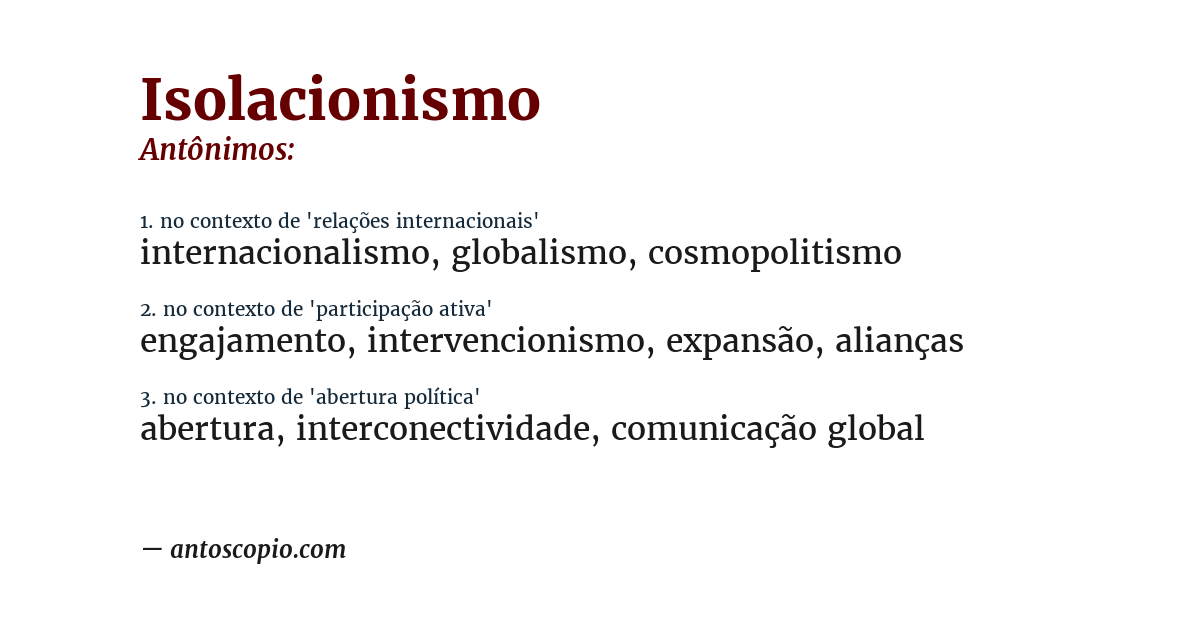 Antônimo de isolacionismo