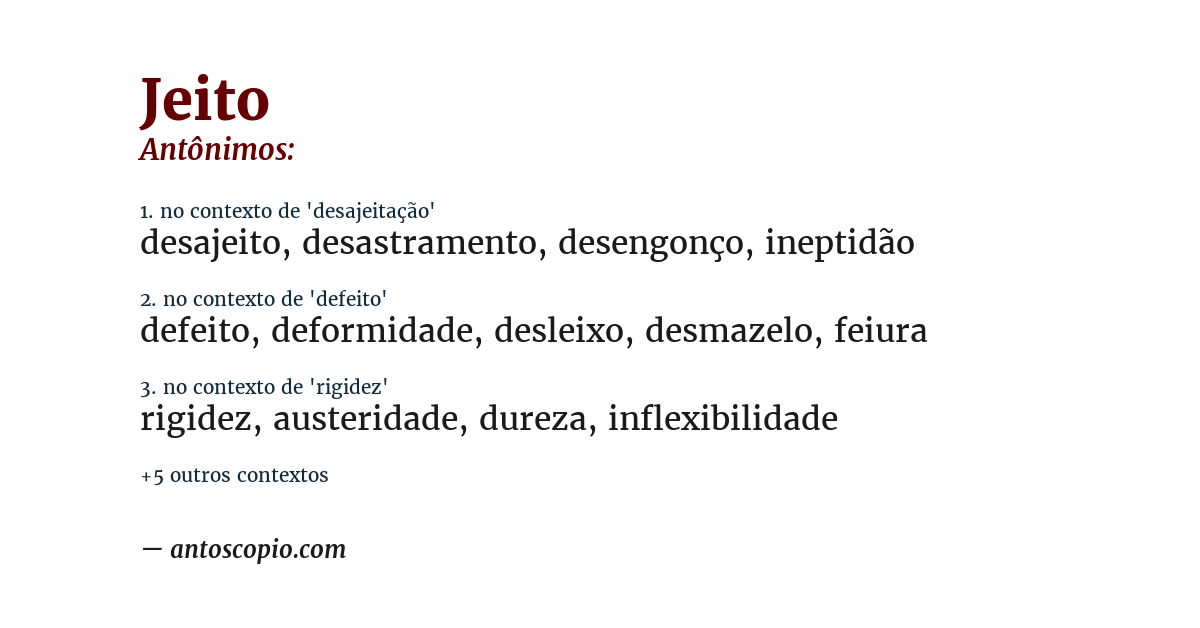 Antônimo de jeito