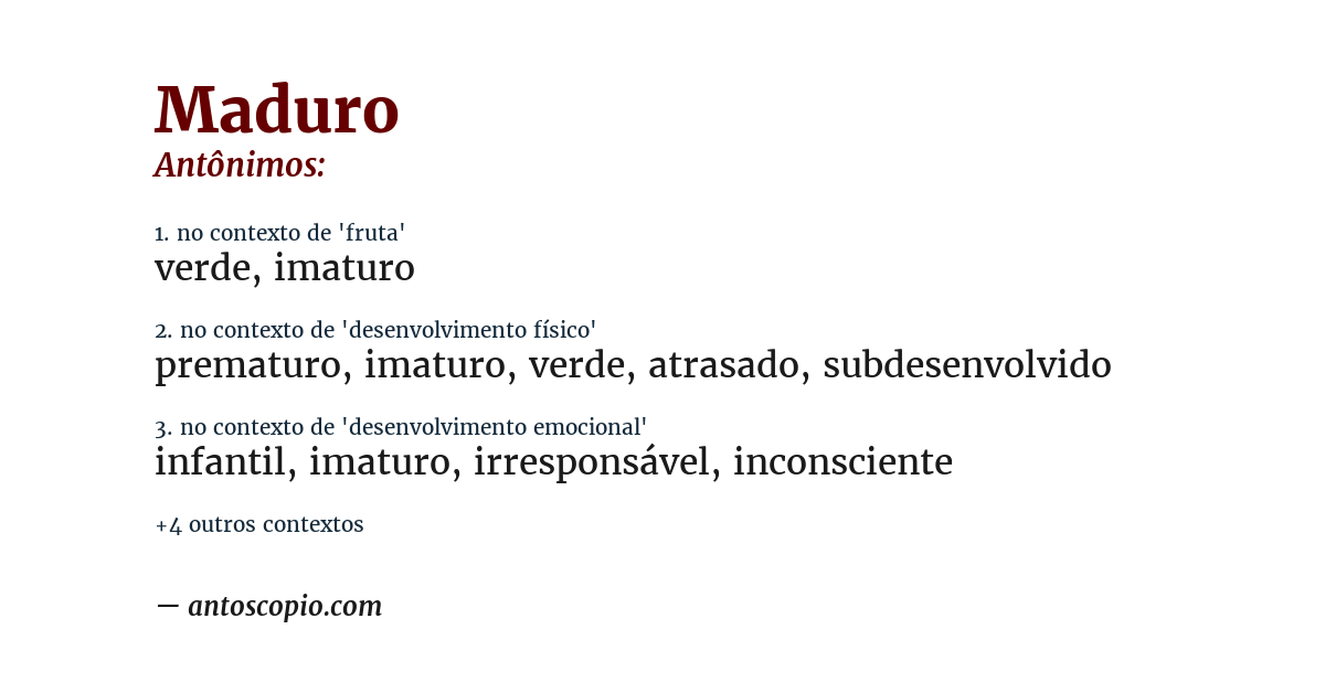 Antônimo de maduro