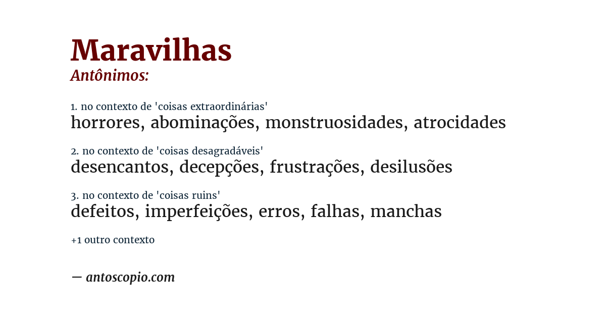 Antônimo de maravilhas