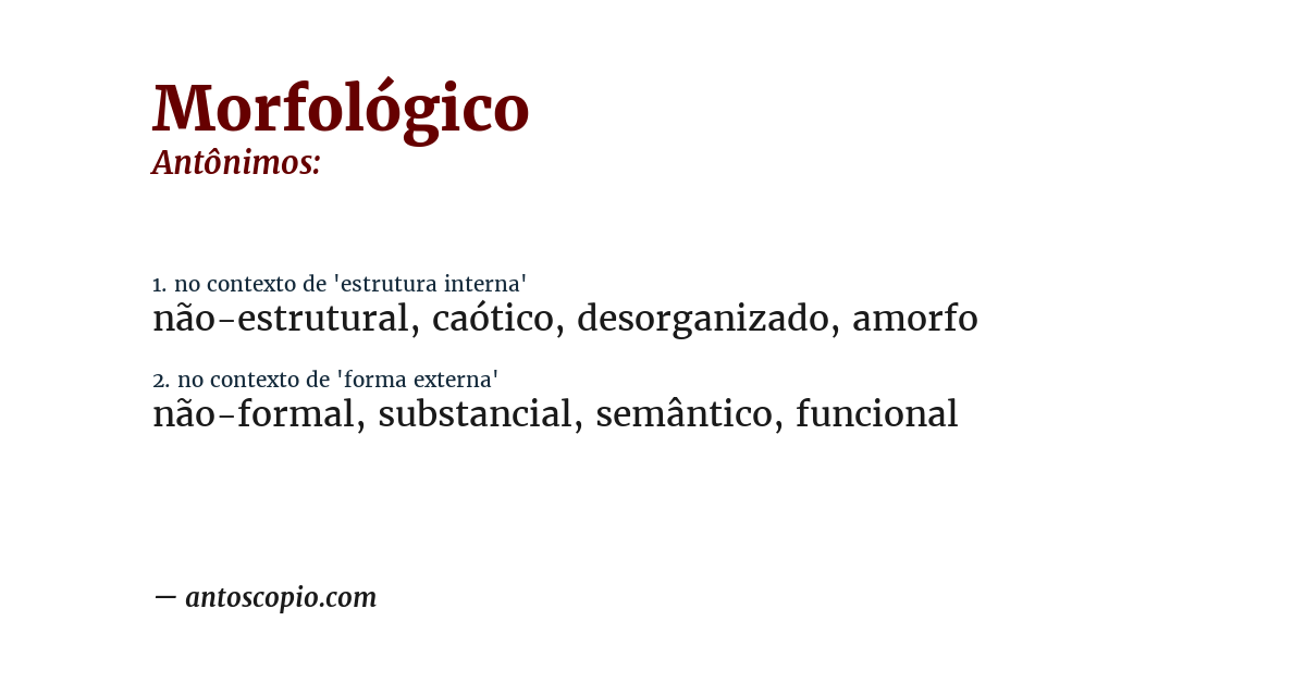 Antônimo de morfológico
