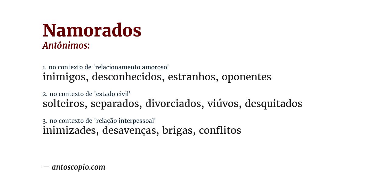 Antônimo de namorados