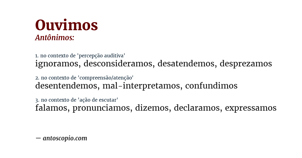 Antônimo de ouvimos