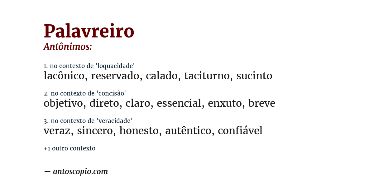 Antônimo de palavreiro
