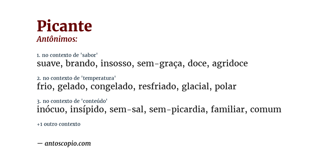 Antônimo de picante