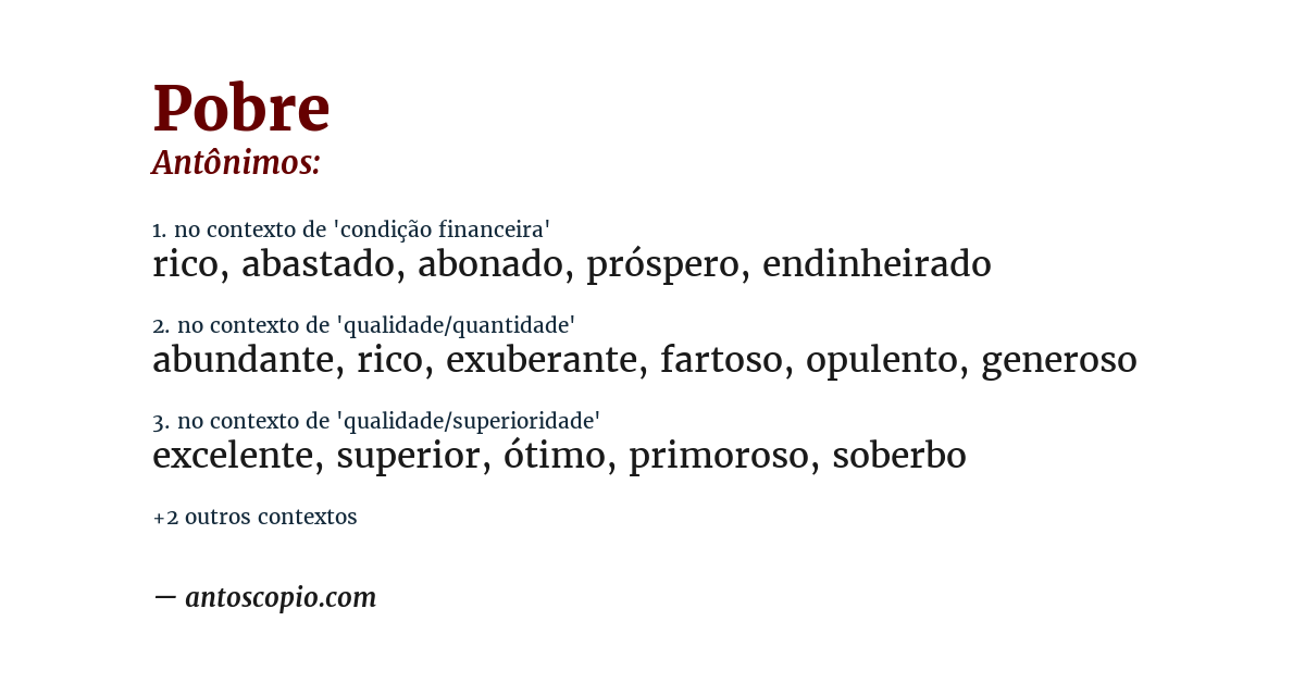 Antônimo de pobre