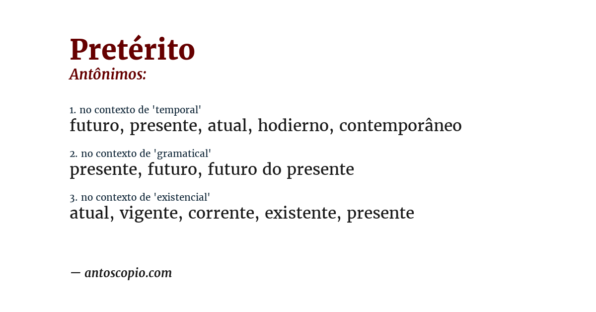 Antônimo de pretérito