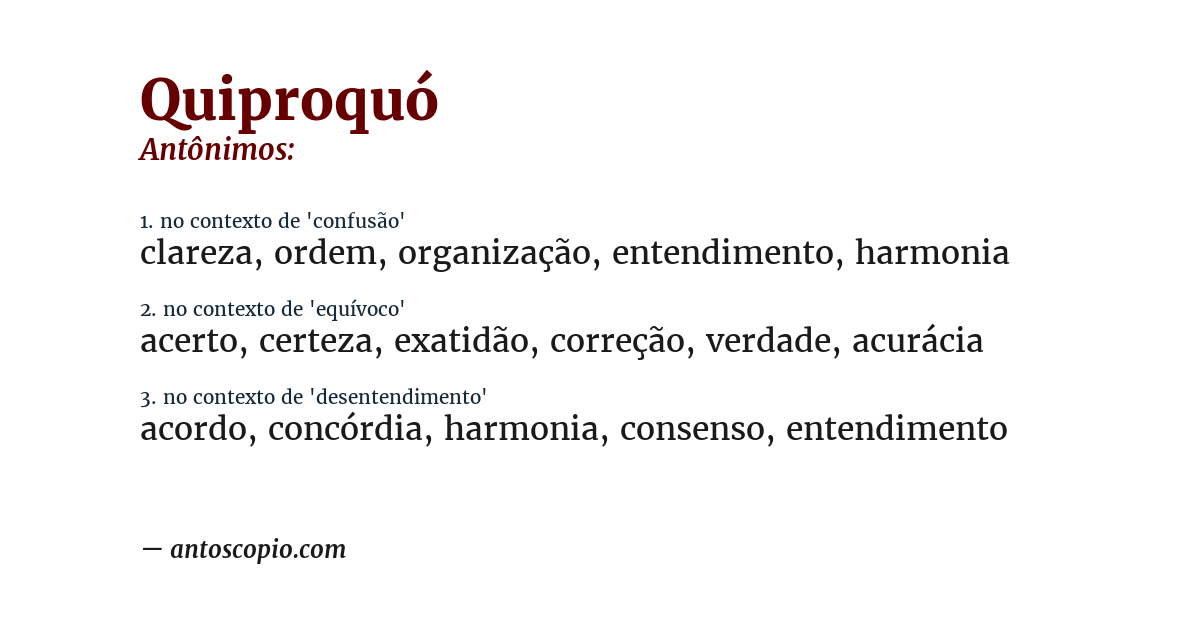 Antônimo de quiproquó