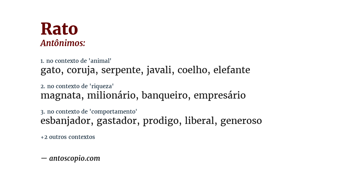 Antônimo de rato