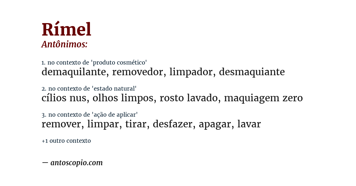 Antônimo de rímel