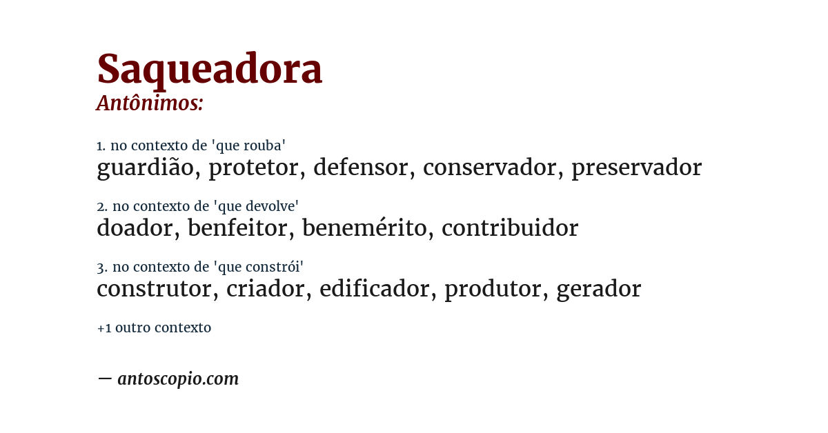 Antônimo de saqueadora