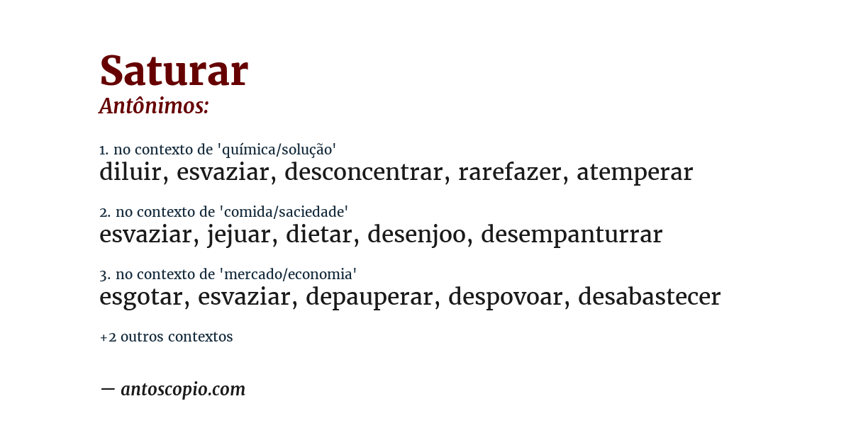 Antônimo de saturar