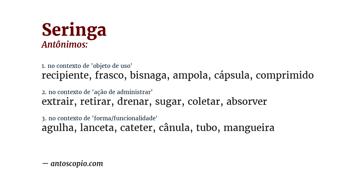 Antônimo de seringa