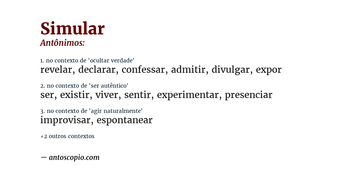 Antônimo de simular