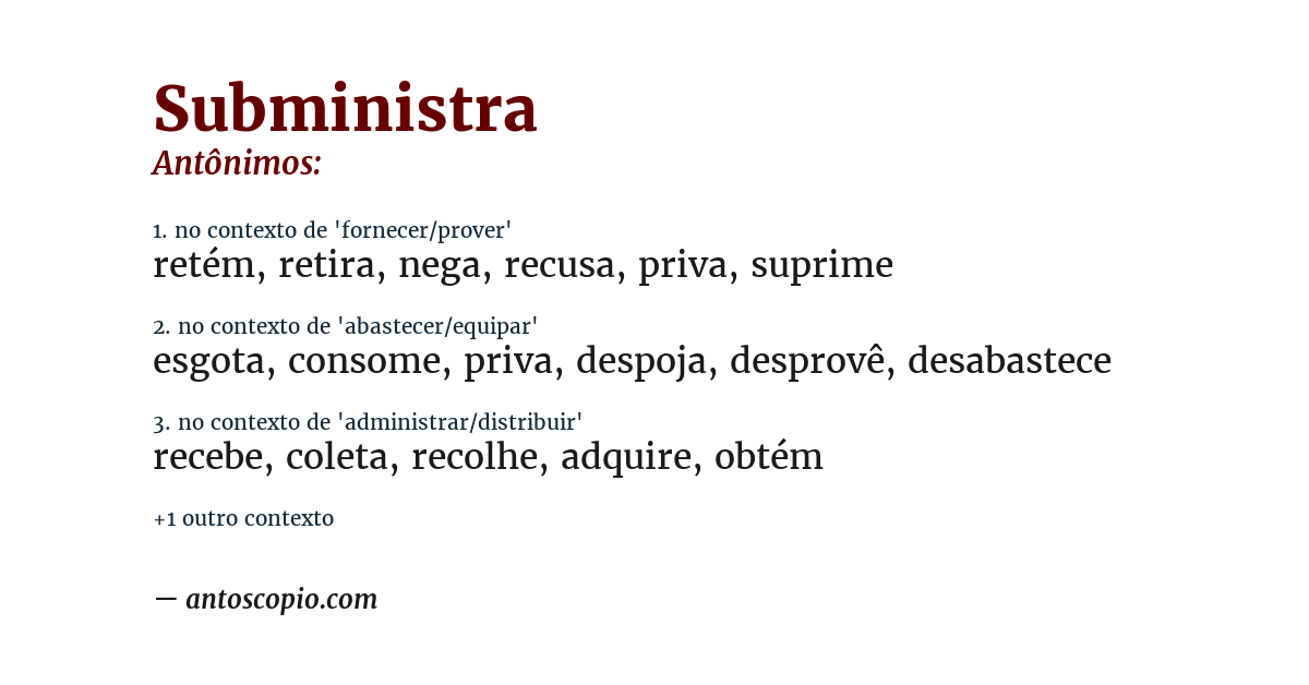 Antônimo de subministra