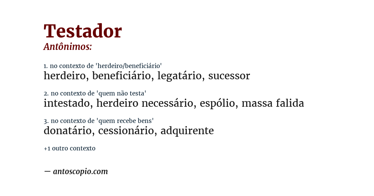 Antônimo de testador