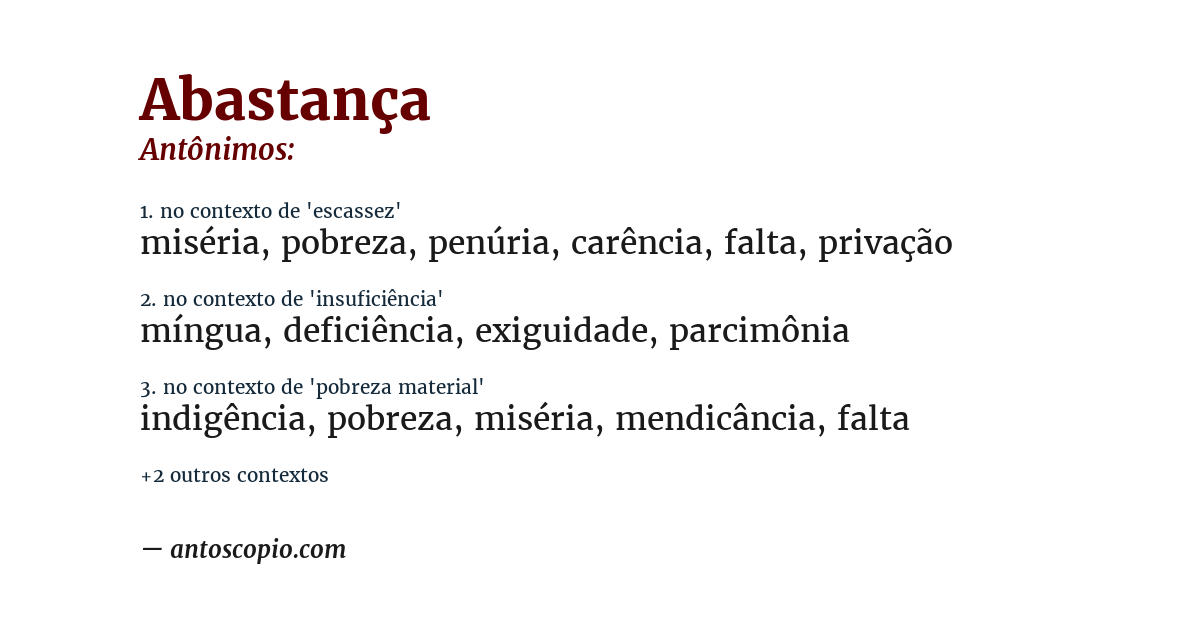 Antônimo de abastança