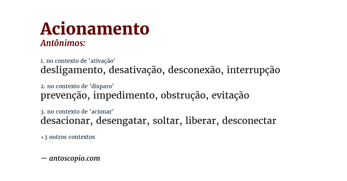 Antônimo de acionamento
