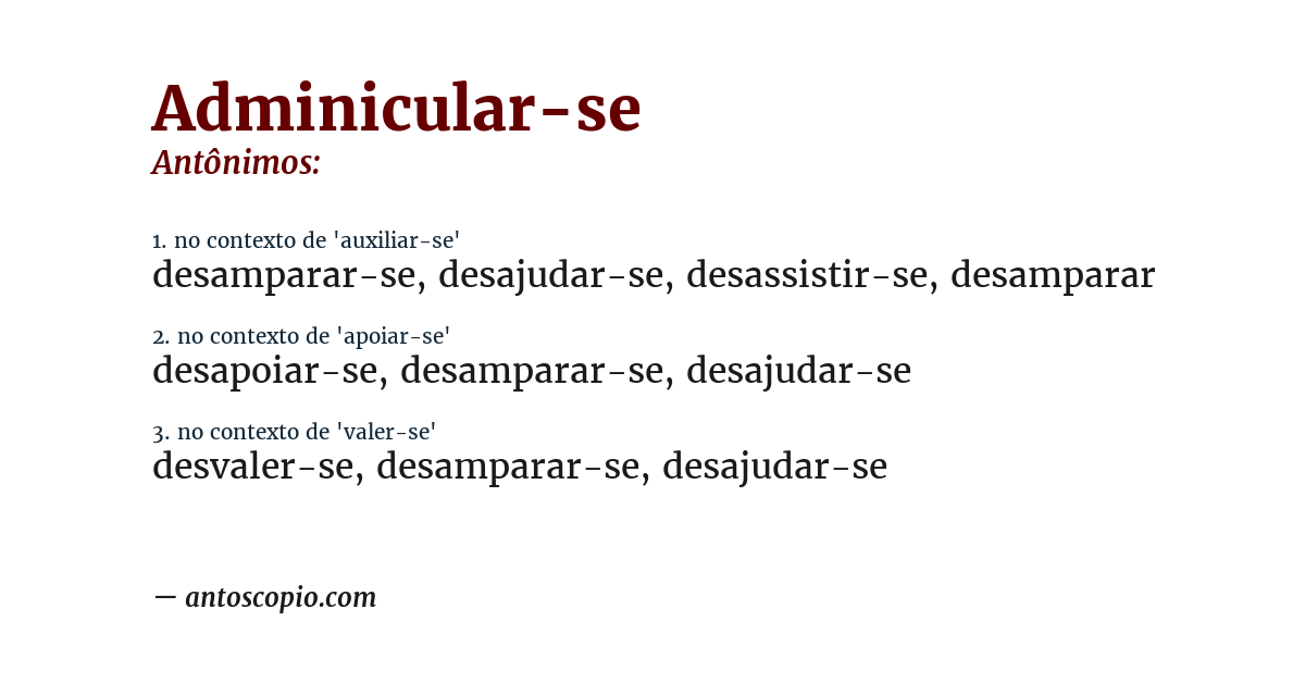 Antônimo de adminicular-se