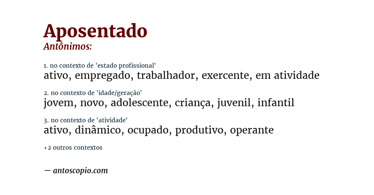 Antônimo de aposentado