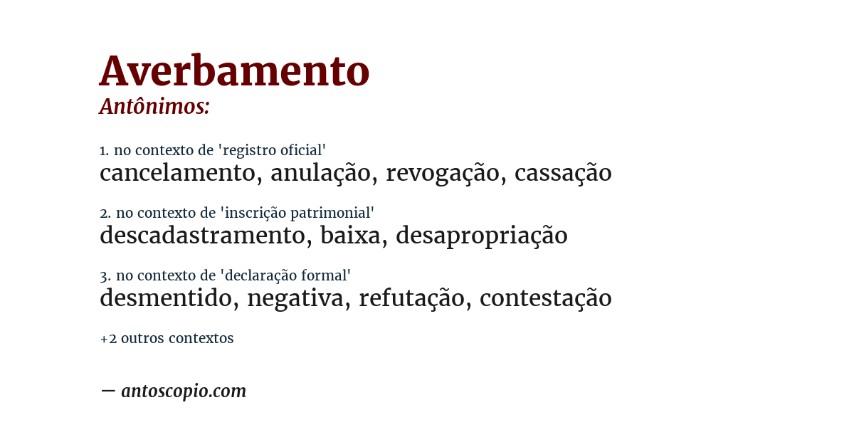 Antônimo de averbamento