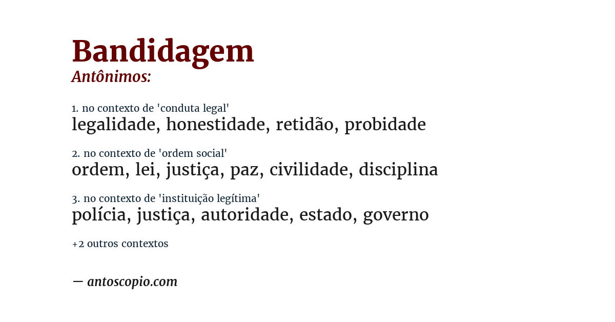 Antônimo de bandidagem