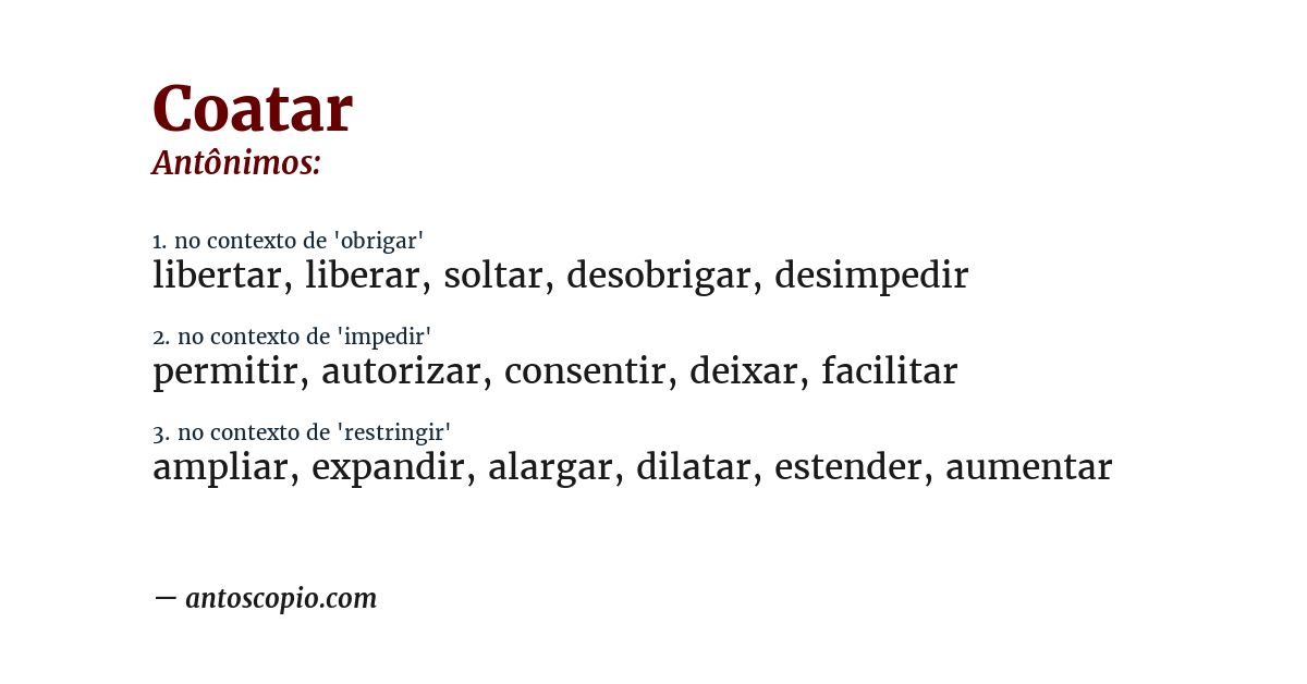 Antônimo de coatar
