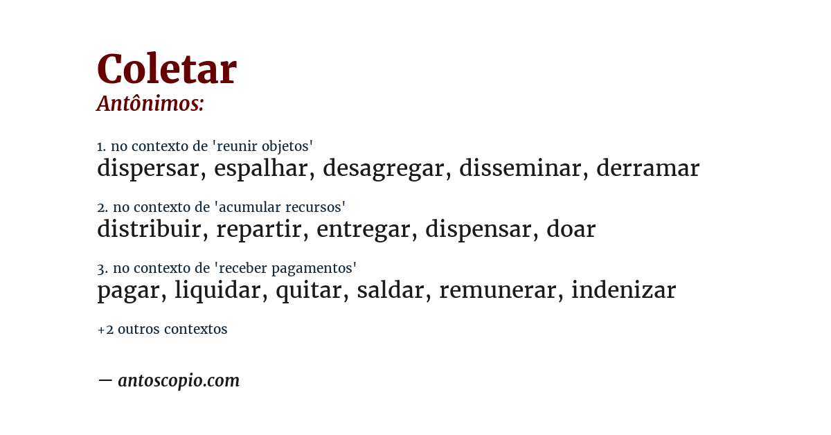 Antônimo de coletar