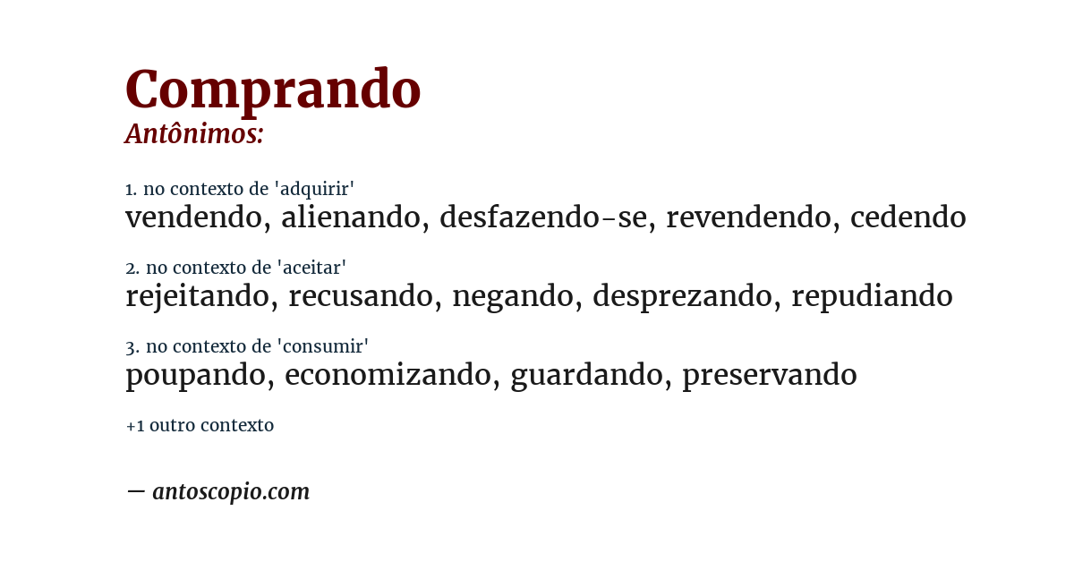 Antônimo de comprando