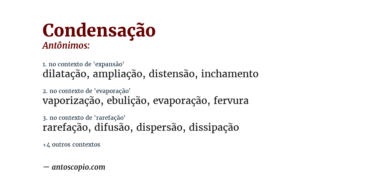 Antônimo de condensação