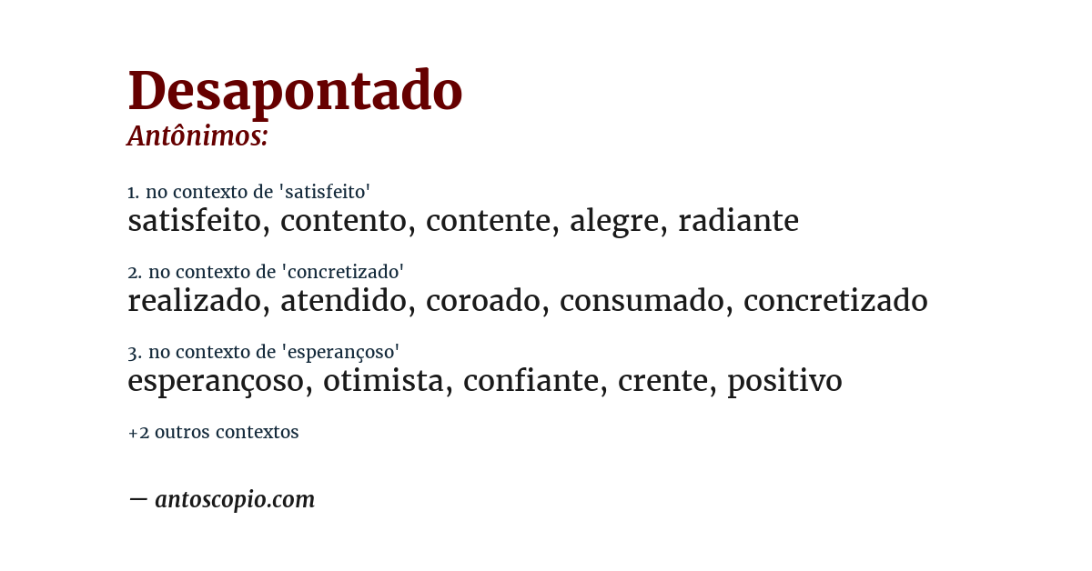 Antônimo de desapontado