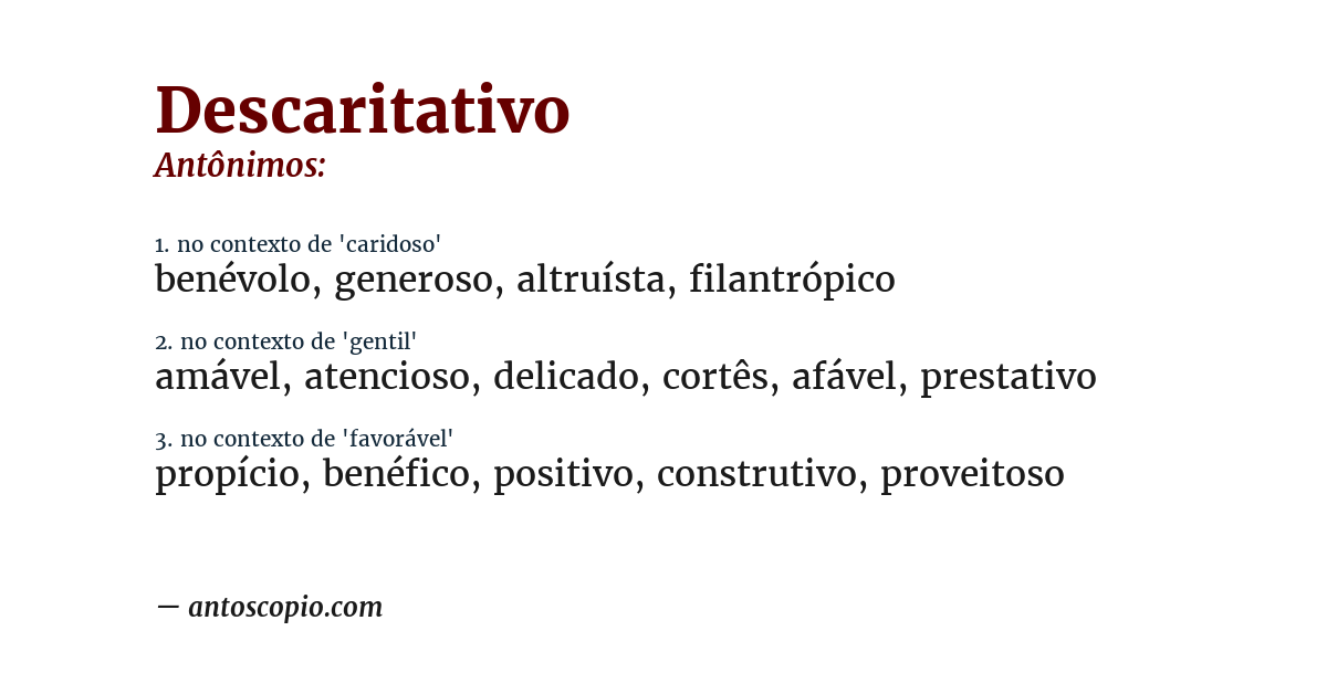 Antônimo de descaritativo