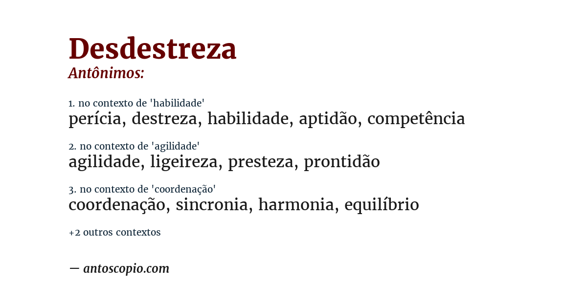 Antônimo de desdestreza