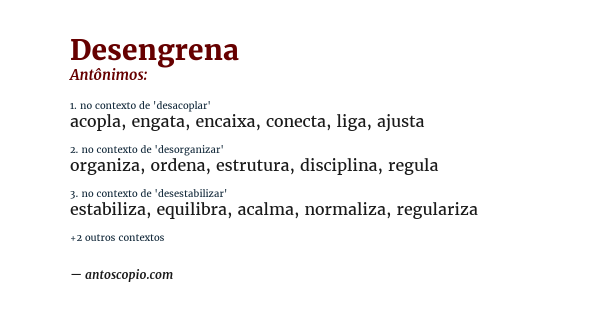 Antônimo de desengrena