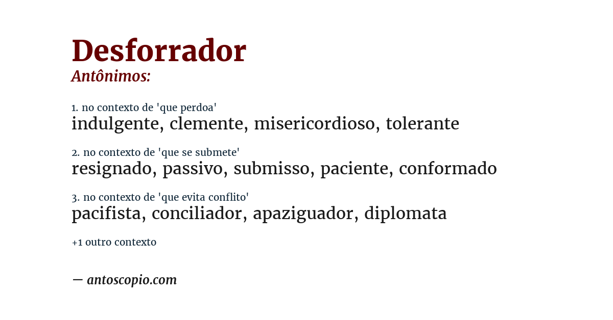 Antônimo de desforrador