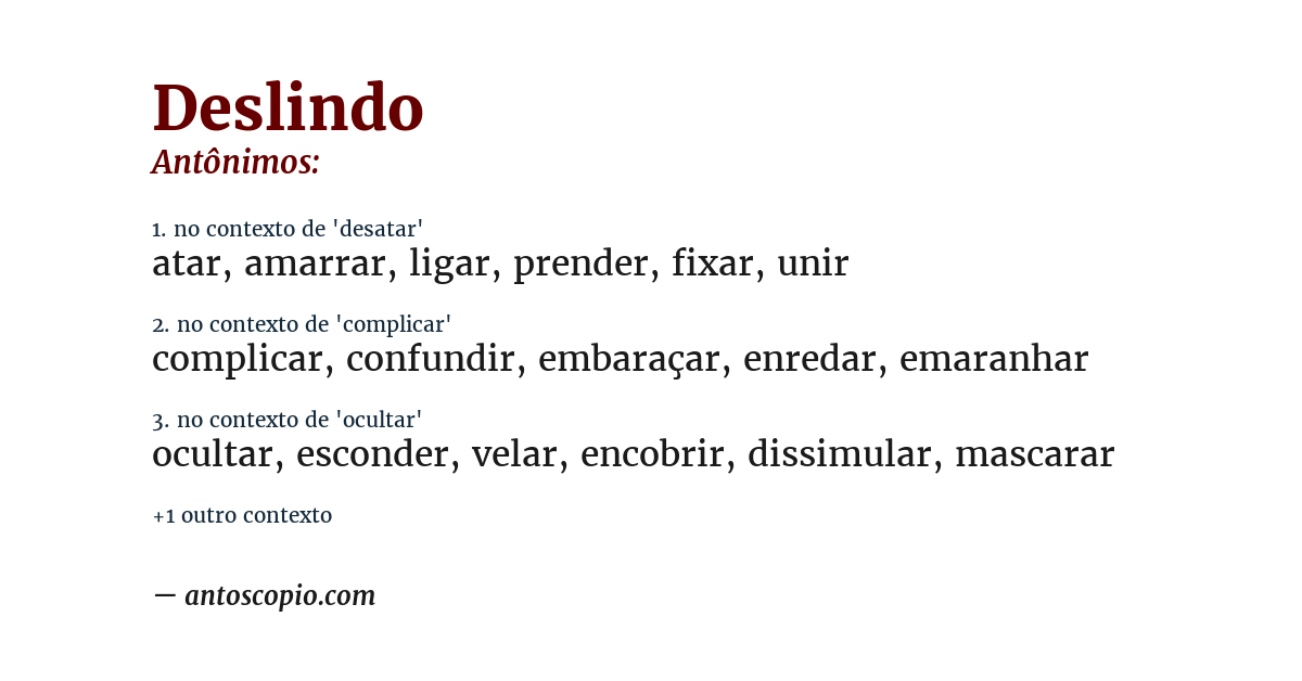 Antônimo de deslindo