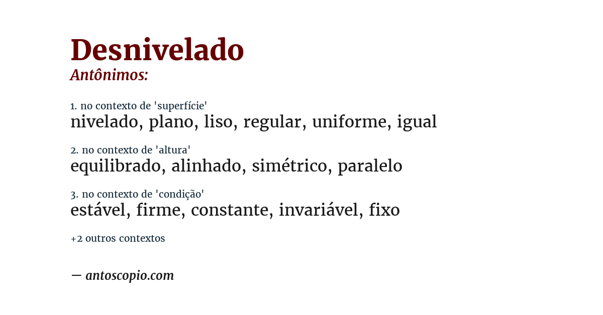 Antônimo de desnivelado