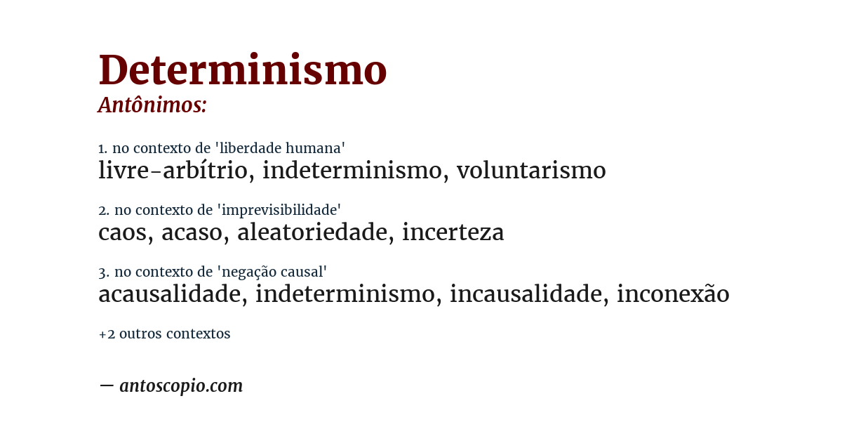 Antônimo de determinismo