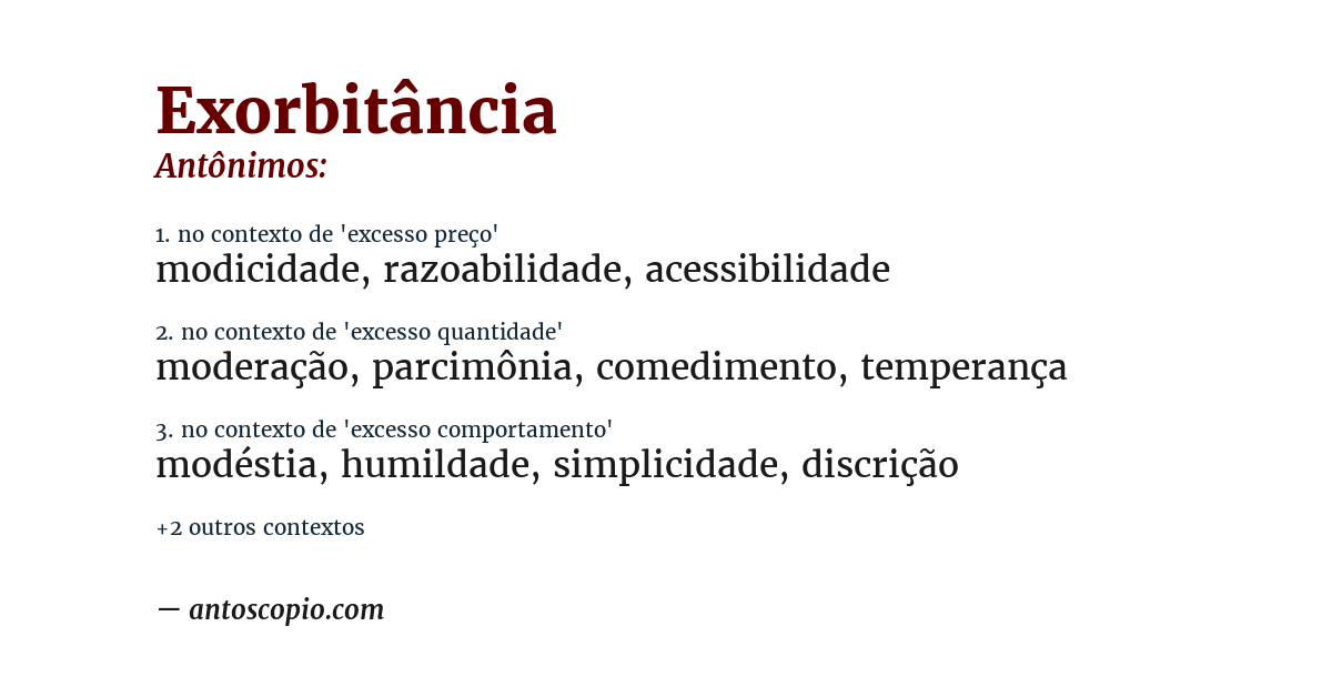 Antônimo de exorbitância