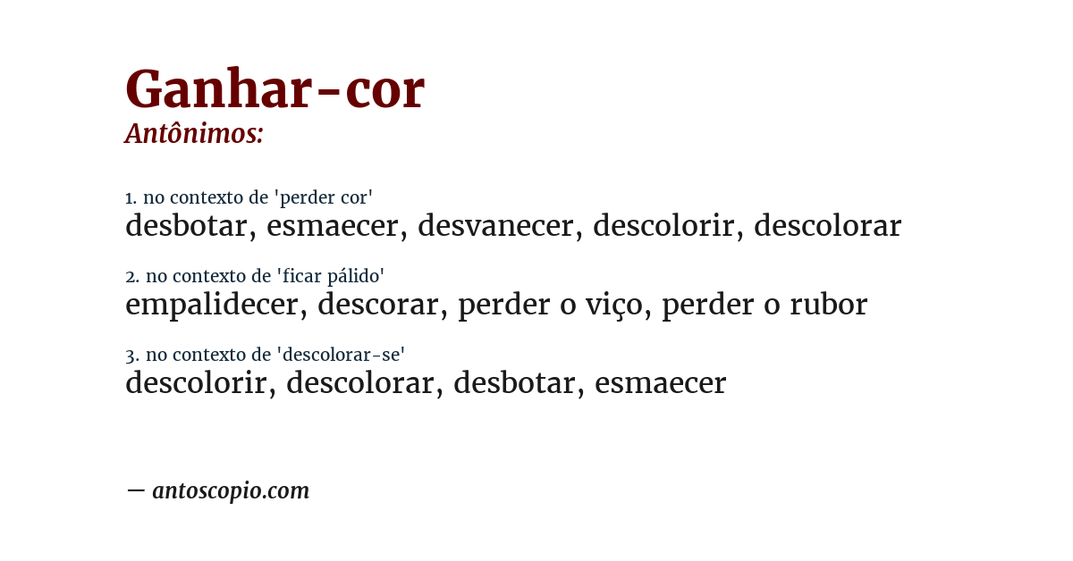 Antônimo de ganhar-cor