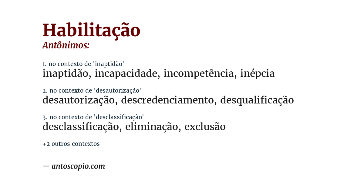 Antônimo de habilitação
