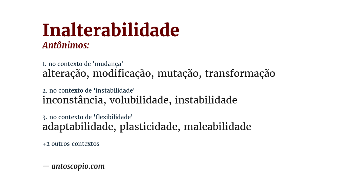 Antônimo de inalterabilidade