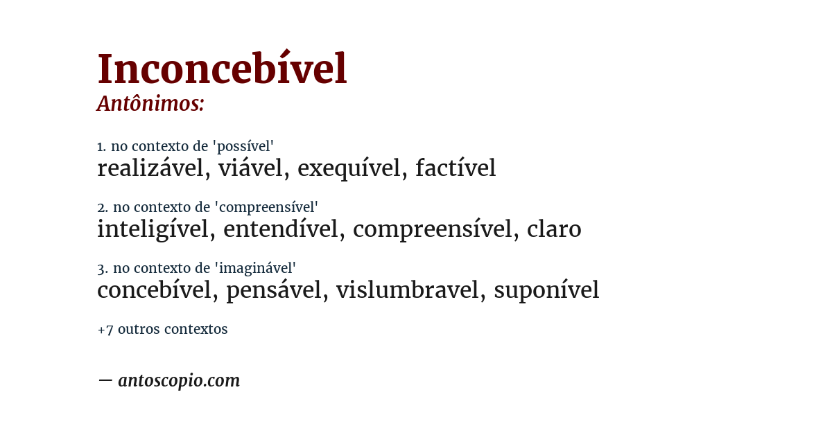 Antônimo de inconcebível