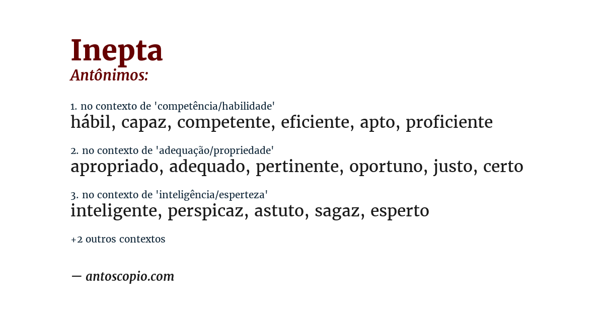 Antônimo de inepta
