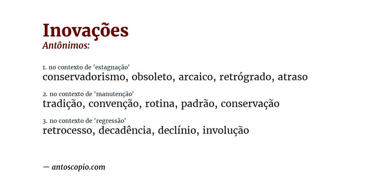 Antônimo de inovações