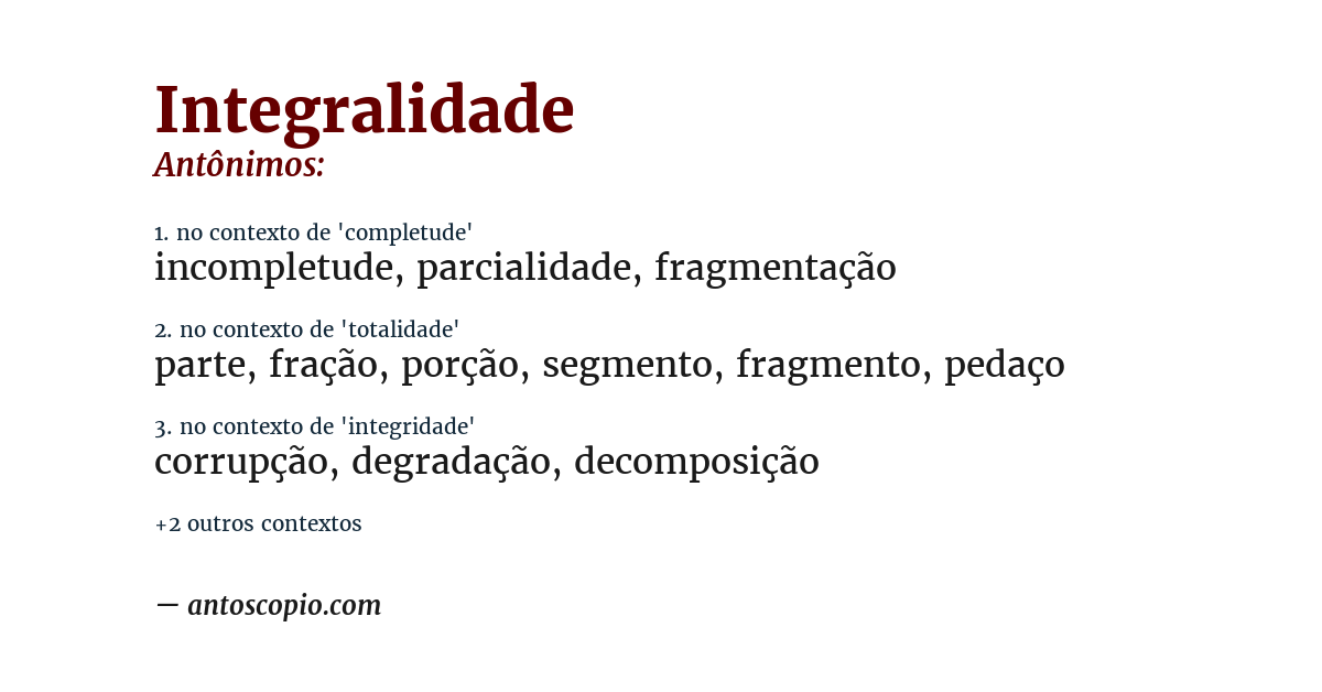 Antônimo de integralidade