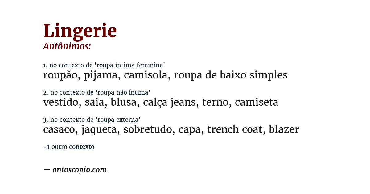 Antônimo de lingerie